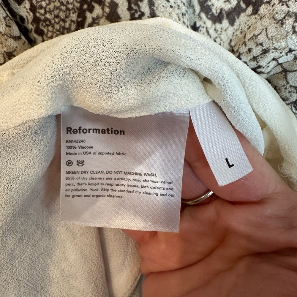 Reformation Monica Python Wrap Dress L - Picture 9 of 9